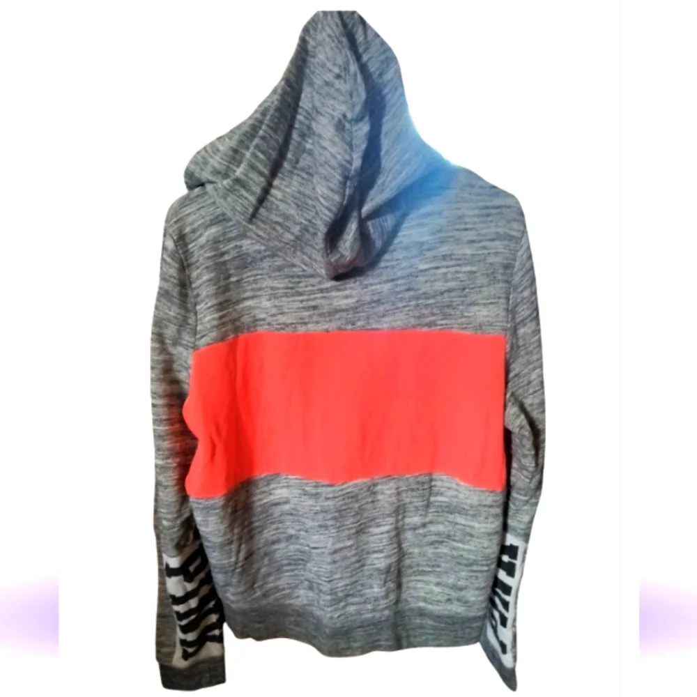 PINK VS Full Zip Hoodie Heathered Gray & Bright Coral 😍 - Picture 2 of 2